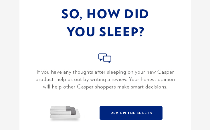 Casper matresses newsletter